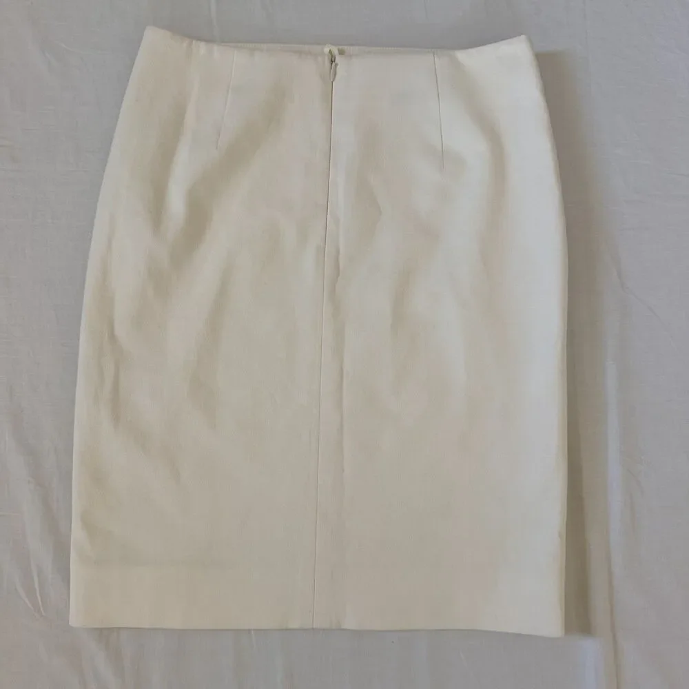 Akris Bergdorf Goodman Ivory Silk Blend Pencil Skirt US 4 EU 36 Made Switzerland